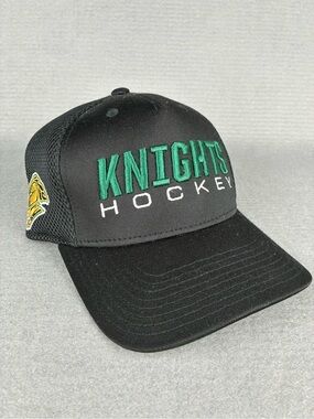 CCM London Knights OHL Hockey Black Green Embroidered Logo Trucker Snapback Cap